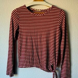 Olivia Rae Burgundy and White Striped Long Sleeve Top